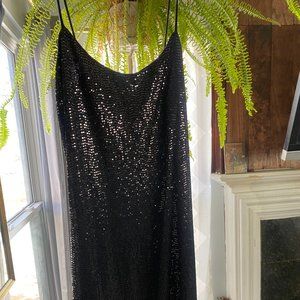 Black Sequin Body Con Dress, Size M